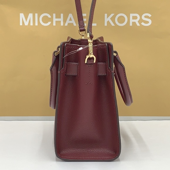 Michael Kors Hamilton Small Satchel Shoulder Crossbody Bag Dark Cherry color - Picture 6 of 15